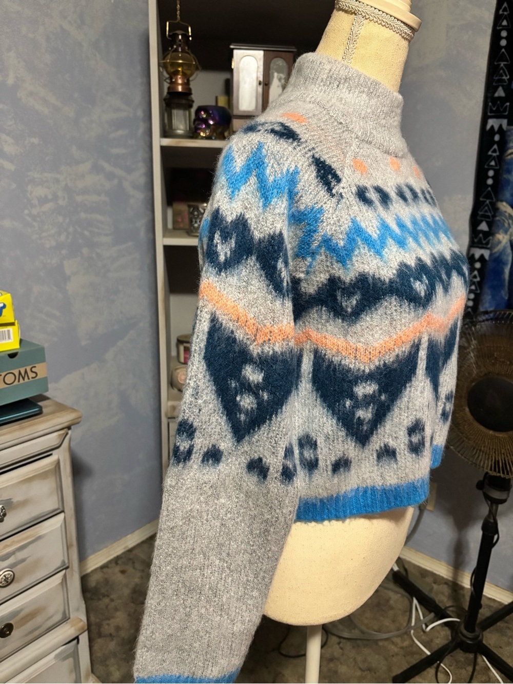 Noisy May Fuzzy Turtleneck Sweater Fair Isle Nordic Cozy Knit S - Picture 6 of 11